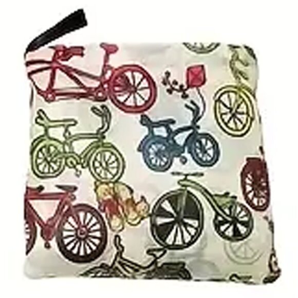 Foldable Compact Bicycle Print Reusable Grocery Tote Shopping Bag - Picture 2 of 2
